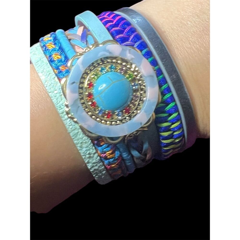 Handmade Boho Multi-Strand Leather Wrap Bracelet for Women with Turquois… - Picture 1 of 15